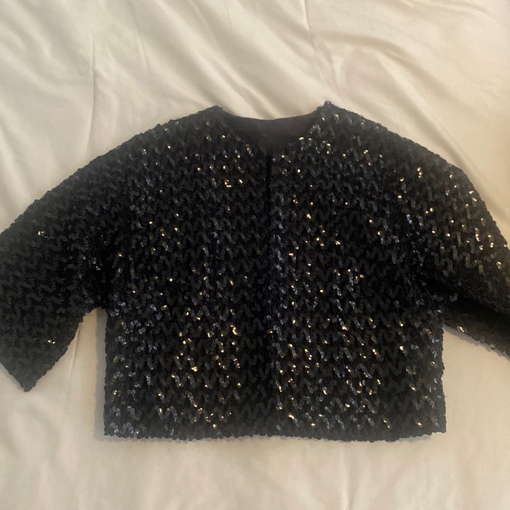 Black sequins mid sleeve cape coat. Great condition!